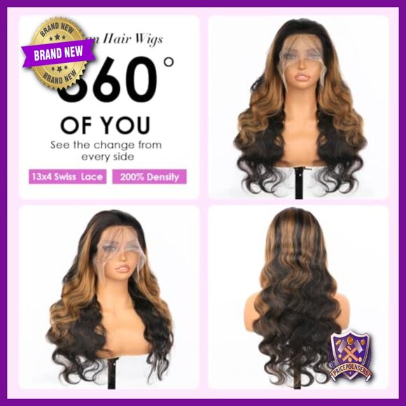 Human Hair Body Wave Lace Front Wig 20 Inch Pre Plucked 200 Density
